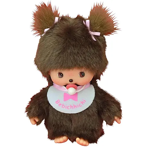 Monchhichi Bebichhichi M�dchen mit weiss-rosa L�tzchen - 15 cm