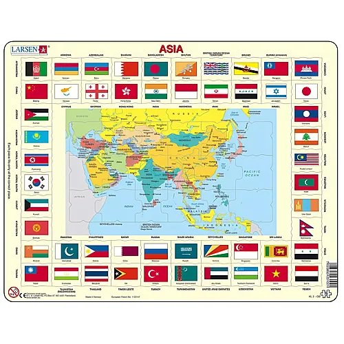 Larsen Puzzle Asien (auf Englisch) - 70 Teile