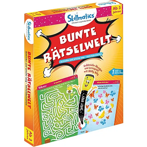 Skillmatics Bunte Rtselwelt, d ab 3 Jahren, 1 Spieler, Stift, abwischbare Karten