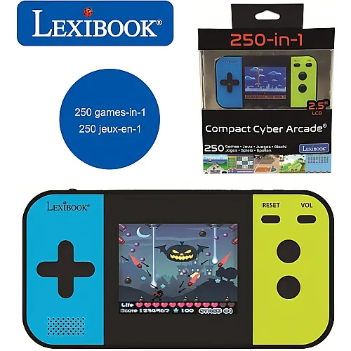 Lexibook Compact Cyber Arcade Tragbare Spielkonsole, Bildschirm 2,5'' mit 250 Spiele