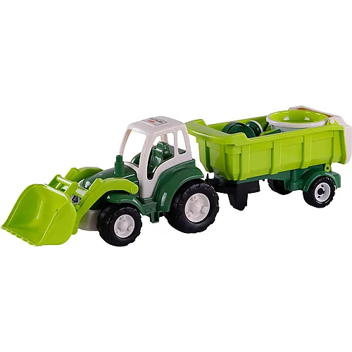 Cavallino Toys 1:16 Traktor mit Kippanhnger und Schaufelset Grn