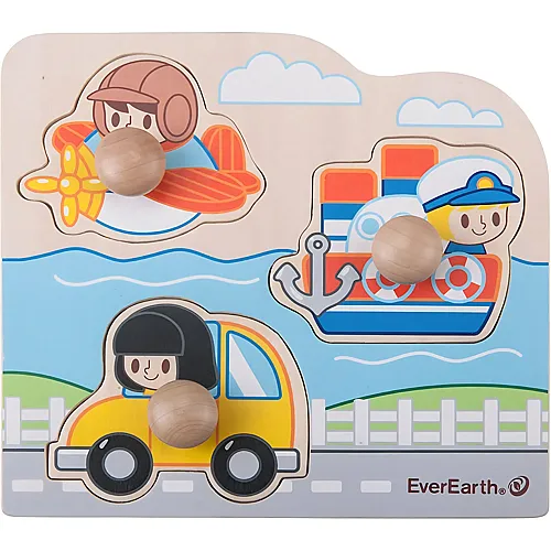 EverEarth Puzzle Verkehrsmittel aus nachhaltigem Holz - Buntes Lernspielzeug zur F�rderung von Motorik und Probleml�sung -