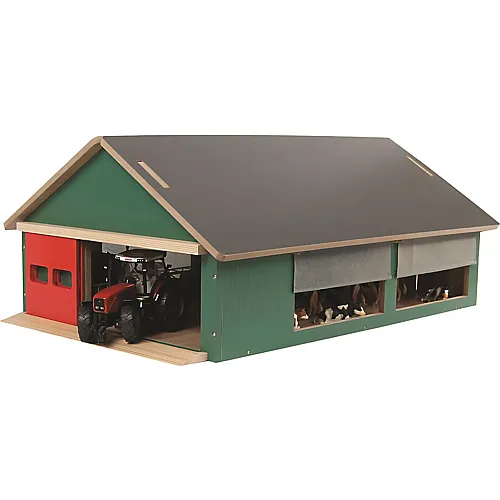 Kids Globe Farming Kuhstall mit Windschutzgitter - 1:32