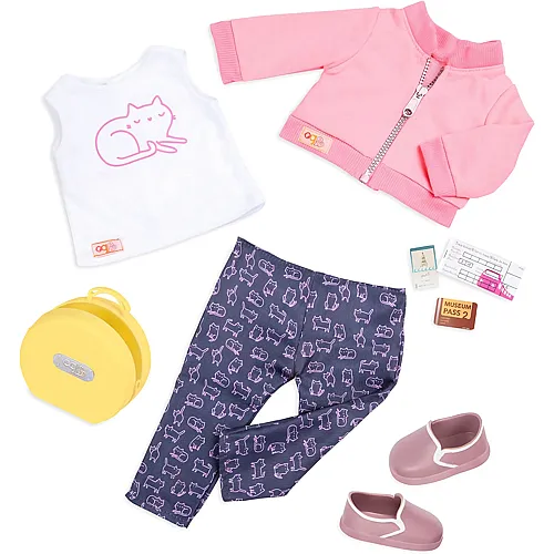Our Generation Outfit Auf Reisen Shirt mit Katzenmotiv - 46 cm