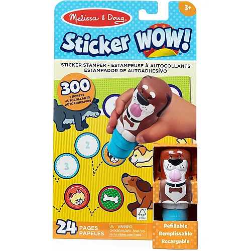 Melissa & Doug WOW Hunde-Sticker-Stempel-Set mit 300 Stickern, Aufkleberstempel & Aktivit�tenblock