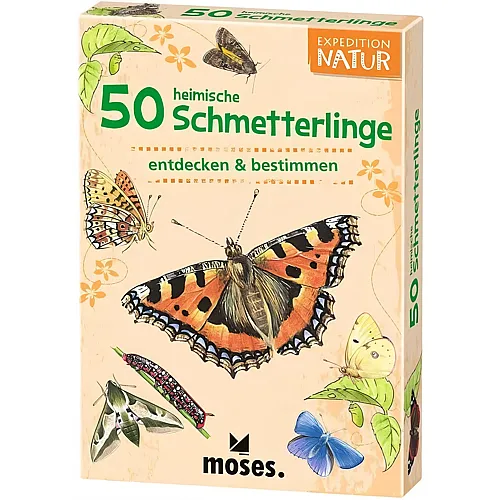 Moses . Expedition Natur - 50 heimische Schmetterlinge| Bestimmungskarten im Set | Mit spannenden Quizfragen