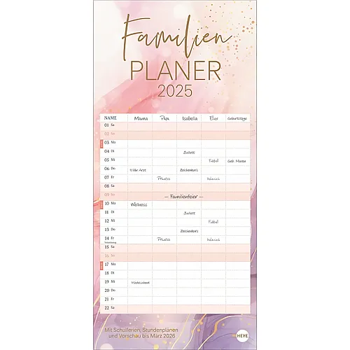 Heye Watercolor Familienplaner 2025