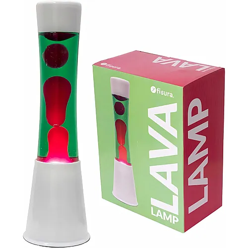 Lavalampe Weisse Basis, gr�ne Fl�ssigkeit und rosa Lava
