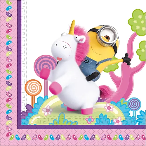 Procos Minions Fluffy Einhorn - Servietten 33x33cm