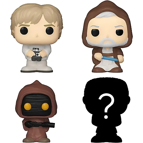 4er Pack Luke Skywalker, Obi-Wan Kenobi, Jawa & Mystery
