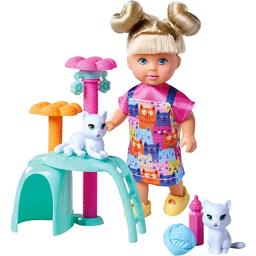 Simba Evi Love Spielpuppe im s�ssen Katzenkleid, mit Katzenbaum