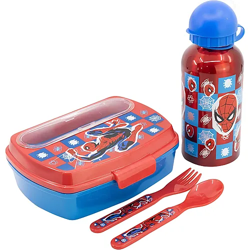 Stor Spiderman Sandwich Box, Trinkflasche & Besteck