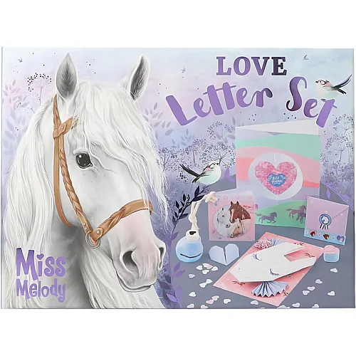Depesche Miss Melody Love Letter Set - Handlettering Briefbox im Pferde Design, Schreibset inkl. Briefpapier, Umschl�ge