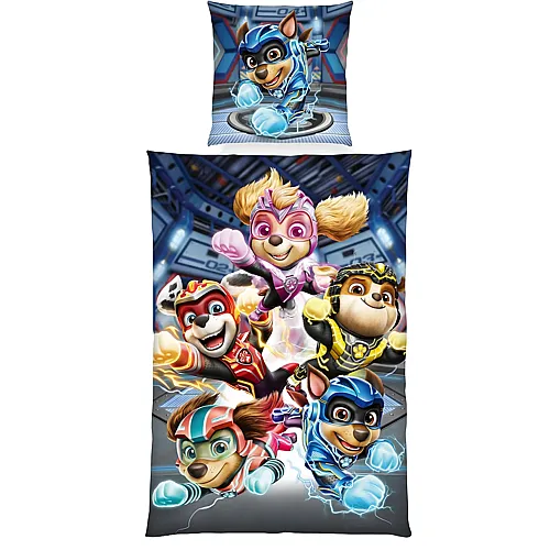 Herding Paw Patrol Bettw�sche The Mighty Movie Blau - 135 x 200 cm