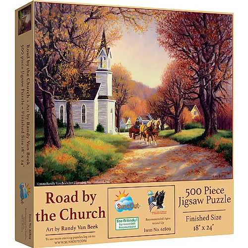 SunsOut Puzzle Randy Van Beek Road by the Church - 500 Teile