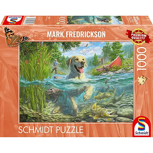 Gelber Labrador auf Fischjagd - 1000 Teile