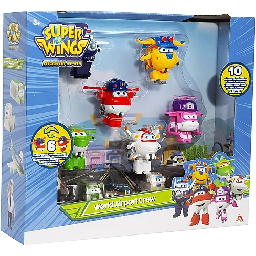 Alpha Toys Super Wings Transform-a-Bots World Airport Crew - 6 Teile