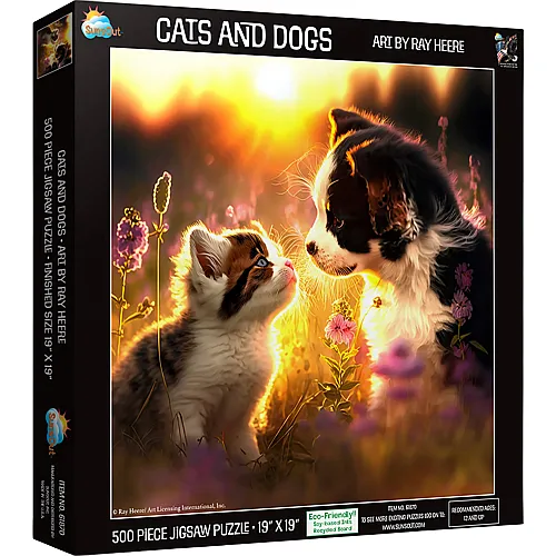 SunsOut Puzzle Ray Heere Katze und Hund (500Teile)