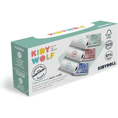 Kidywolf Buntpapier zu Sofortbildkamera 5 Rollen