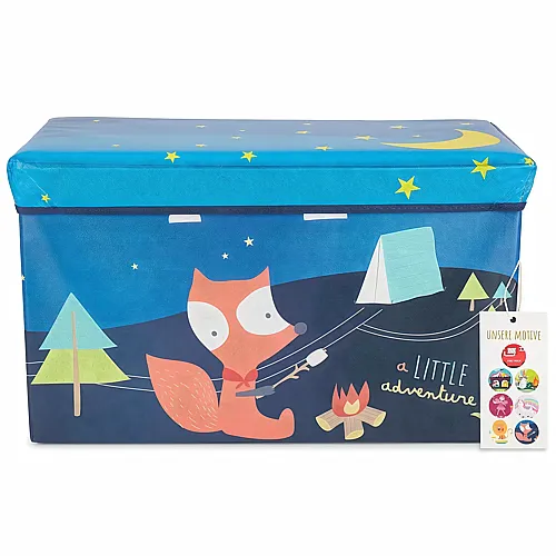 Bieco Spielzeugkiste mit Deckel - Pfadfinder - gross faltbar - 60x30x35 cm - Aufbewahrungsbox Kinder mit Deckel - Sitzbank