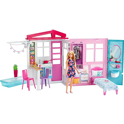 Barbie Puppenhaus Ferienhaus mit Mbeln und Puppe
