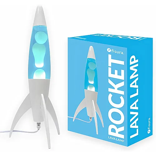 Fisura Lavalampe Rakete. Weisse Basis, blaue Fl�ssigkeit und weisse Lava