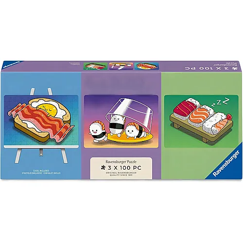 Ravensburger Puzzle 3in1 Kawaii Breakfast, Lunch & Dinner - 100 Teile