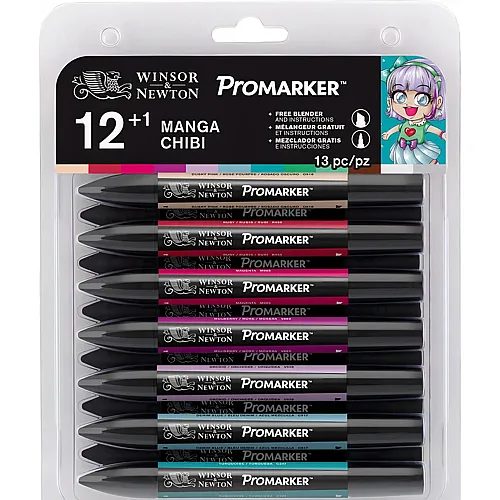 Winsor & Newton W&n Promarker 12+1 Set Manga Chibi