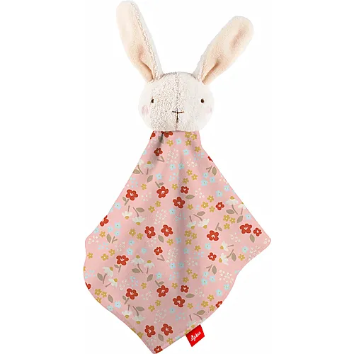 Schnuffeltuch Hase Rosa gebl�mt - 32 cm