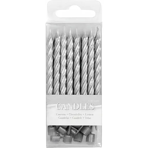 Folat Kerzen Set, Kuchenkerzen silber, 16 Stück
