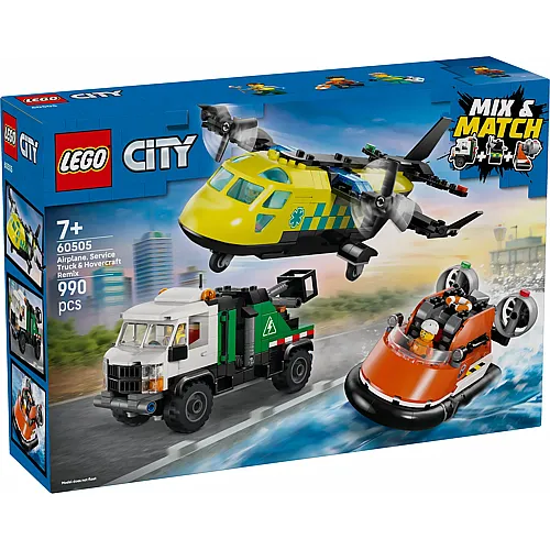 LEGO City Kombinationsset mit Flugzeug, Wartungsfahrzeug und Luftkissenboot 60505