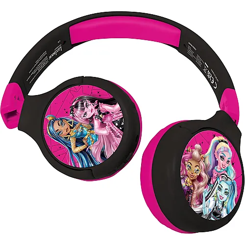 Lexibook Monster High 2-in-1 Bluetooth & kabelgebundene Kopfh�rer mit Mikrofon und Steuertasten
