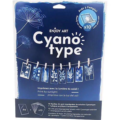 OZ International Enjoy Art Kit 10 Feuilles Cyanotype A4 + 1 Plaque A4