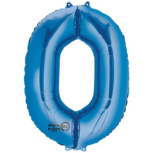 Amscan Folienballon Zahl 0 blau (86x64cm)