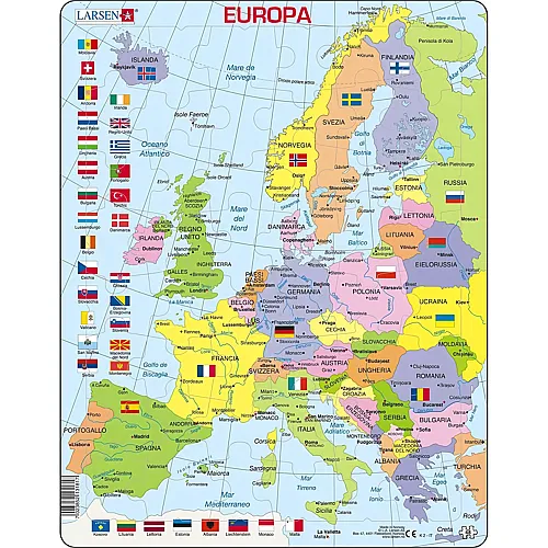 Larsen Puzzle Political Map of Europe (Italian) - 48 Teile