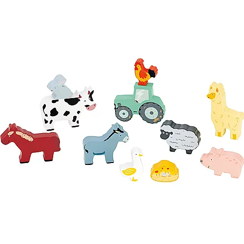 spielba Kleinkind Tier-Set und Traktor in Holzbox (11Teile)
