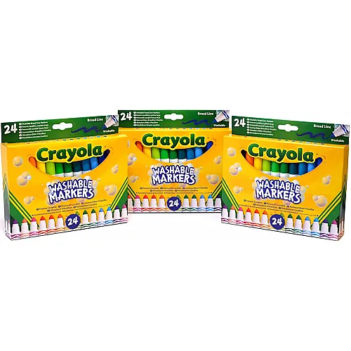 Crayola 3 Packungen mit 24 Maxi-Point-Markern, Abwaschbare Tinte