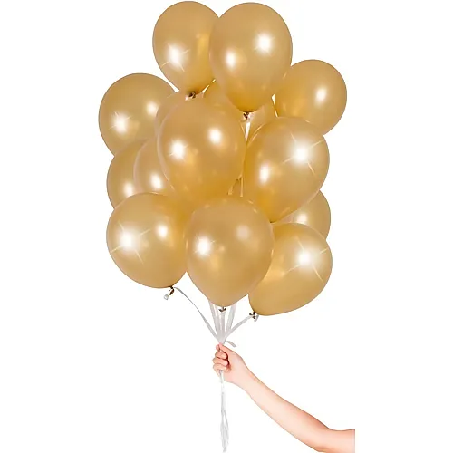 Folat Gummiballone 23 cm, mit 40m Band Gold - 30 Teile