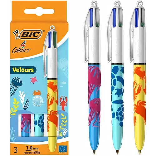 4 Colours Velours Kugelschreiber 3Teile