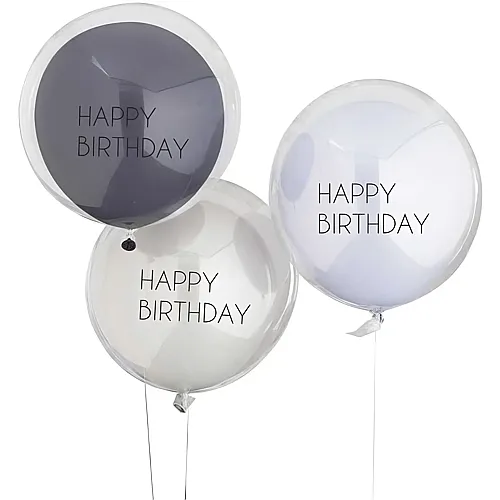 Happy Birthday Ballons blau 3Teile