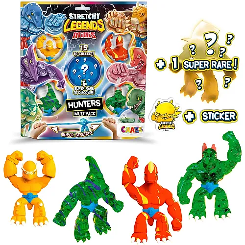CRAZE STRETCHY LEGENDS Minis Multipack Battle - 5X Elastische Actionfiguren f�r Kinder, Klebrige & Dehnbare Superhelden Figuren zu Sammeln