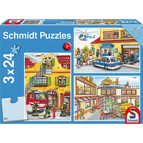 Schmidt Puzzle Feuerwehr und Polizei (3x24)