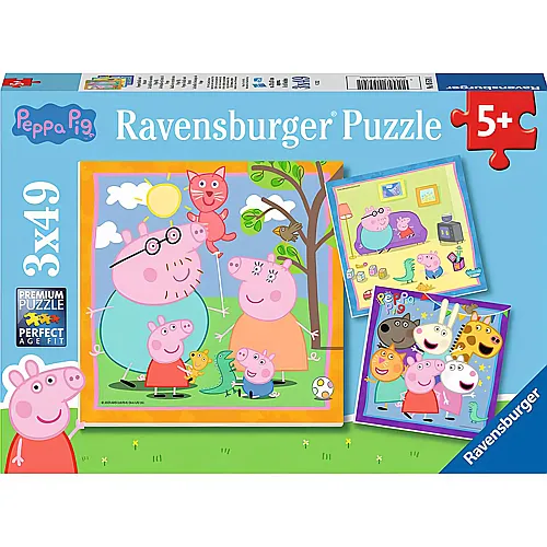 Ravensburger Puzzle Peppa Pig Peppas Familie und Freunde (3x49)