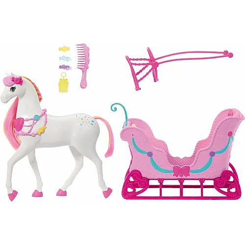 Barbie Pferd mit Schlitten
