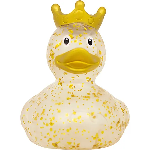 Badeente Glitzer mit Krone Gold