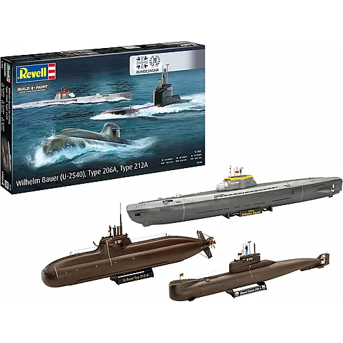 Revell Modellbausatz - 70 Jahre Bundeswehr-Wilhelm Bauer, Typ 206A, Klasse 2 1:144 - 154 Teile.