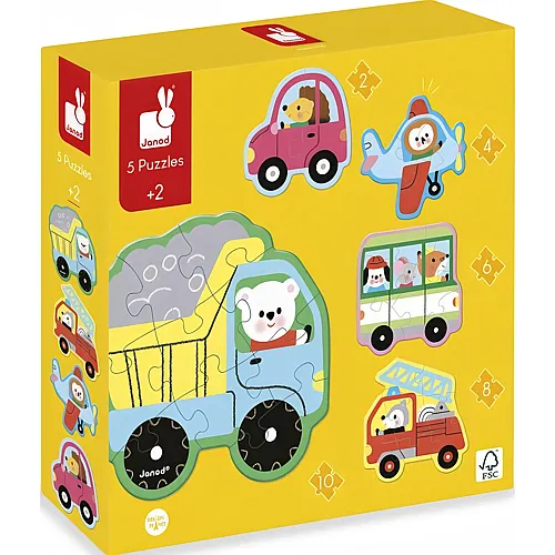 Janod 5 progressive Fahrzeug Puzzles