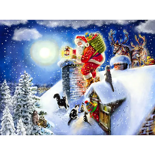 SunsOut Puzzle Emanuele Scanziani Santa auf dem Dach - 1000 Teile