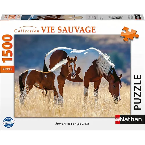 Nathan Puzzle Collection Vie Sauvage Mare and Her Foal (1500Teile)