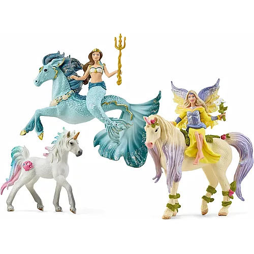 Schleich Bayala Starter Set Fee, Einhorn, Meerjungfrau, Pferd, & Meereseinhorn